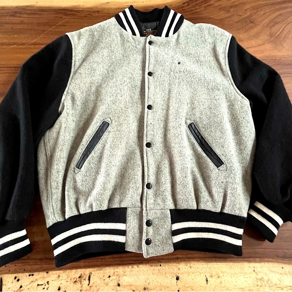 Vtg Skookums Varsity Bomber Jacket Wool Leather L Bold Graphic Streetwear Cars